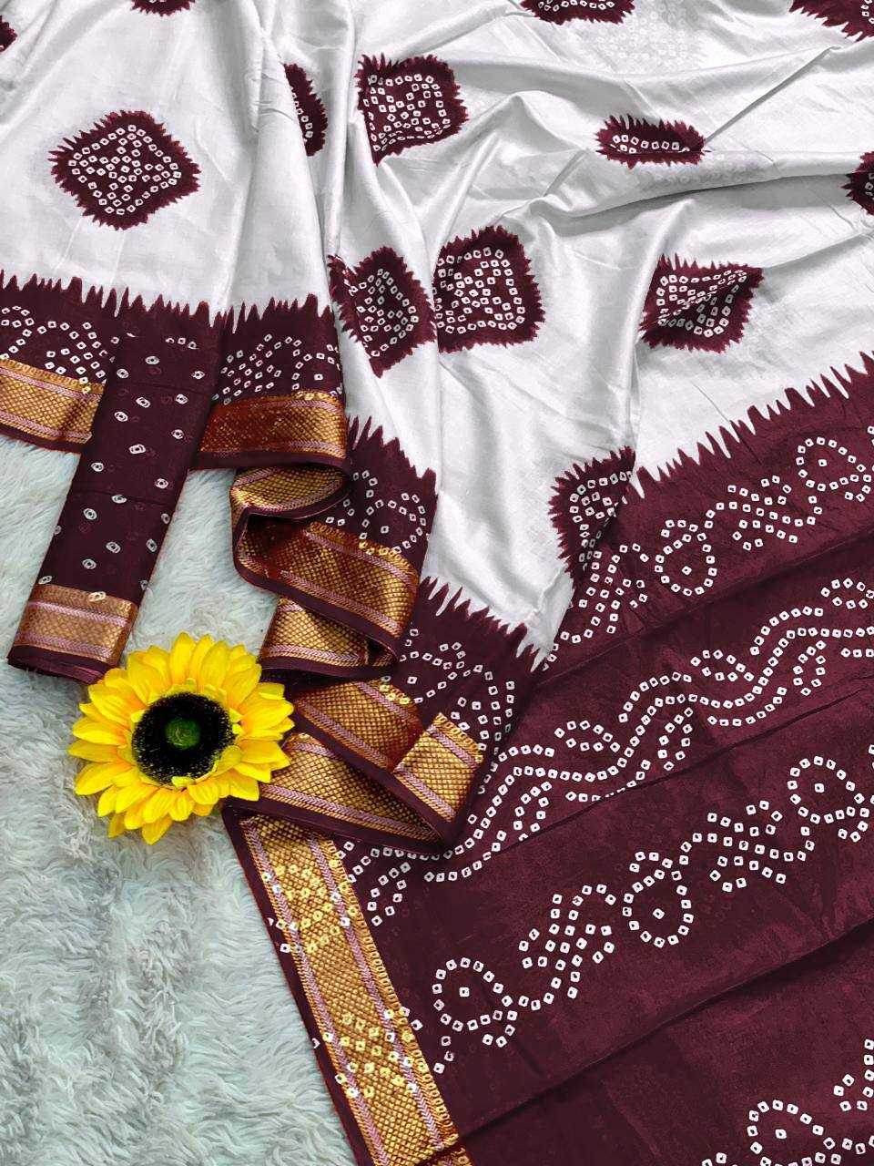 Bandhani Printed Cotton Sarees - MYLUXURY LANE ENTERPRISE